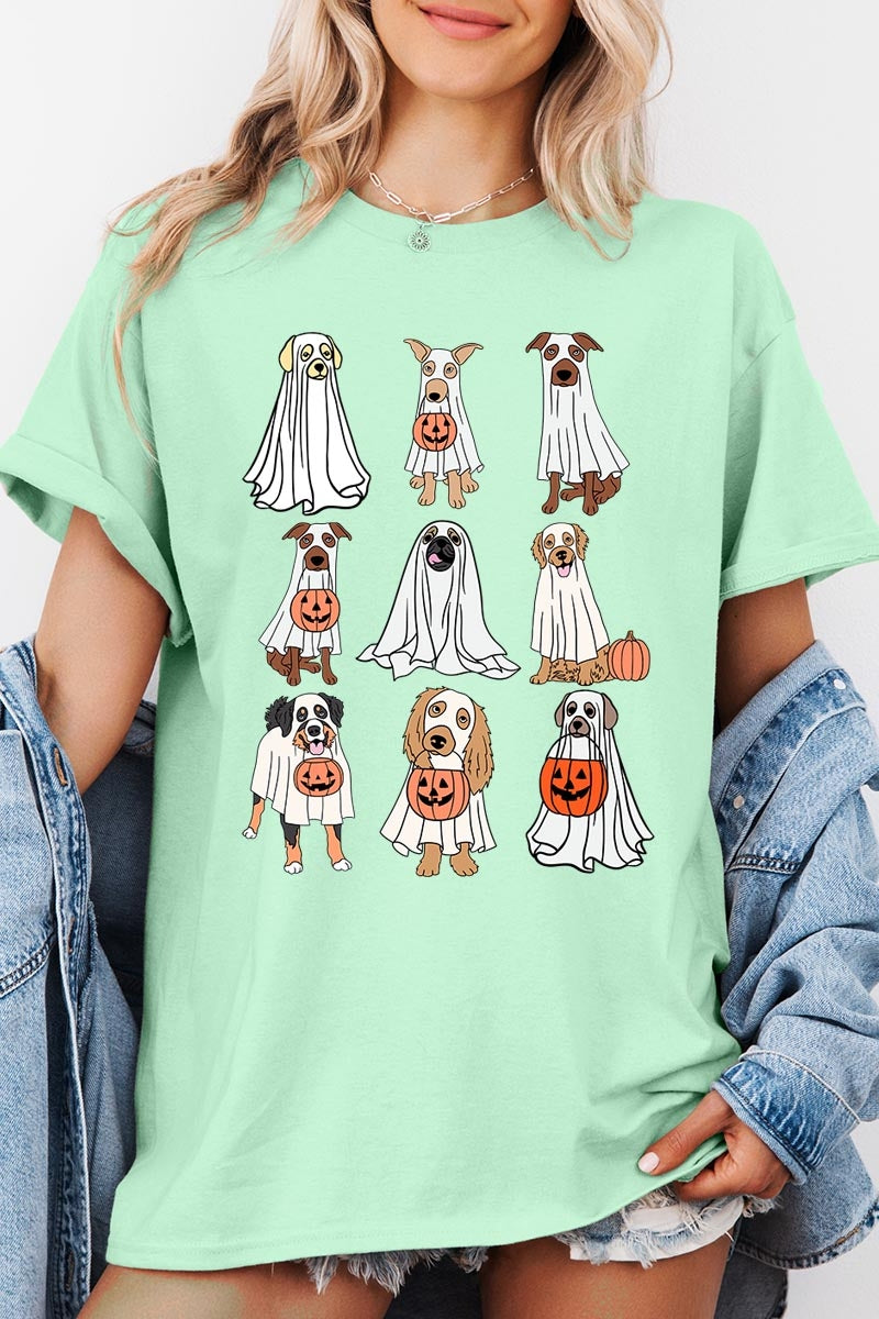 5000-E3106 Halloween Ghost Dog Graphic Heavy Cotton Tee $9