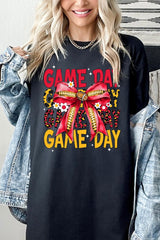 5000-E3091 Red Yellow Football Game Day Bow Heavy Cotton Tee $9
