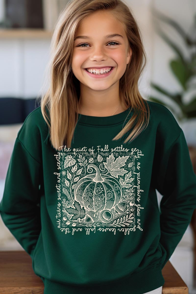 UL180B-E3112Z Fall Pumpkin Botanical Kids Graphic Sweatshirt $20