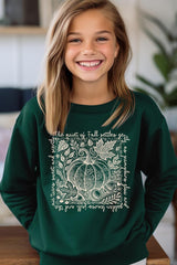 UL180B-E3112Z Fall Pumpkin Botanical Kids Graphic Sweatshirt $20