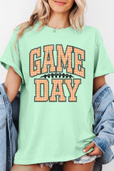 5000-E3129 Orange Gingham Game Day Graphic Heavy Cotton Tee $9