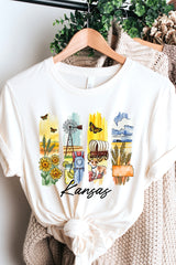 US3001-E3061KS Kansas State Brushstroke Graphic Tee $12.5