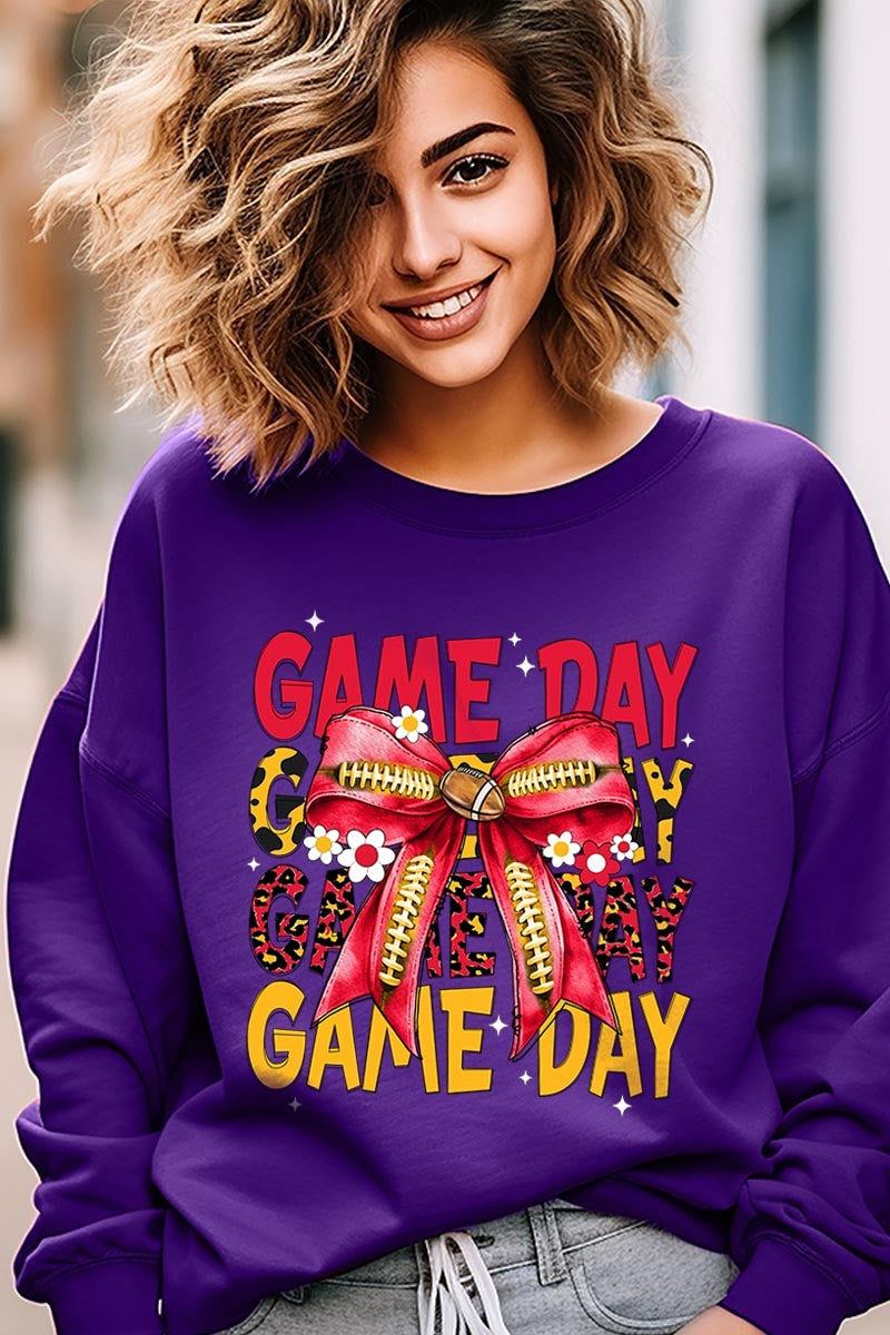 UL180-E3091 Red Yellow Football Game Day Bow Sweatshirt $20