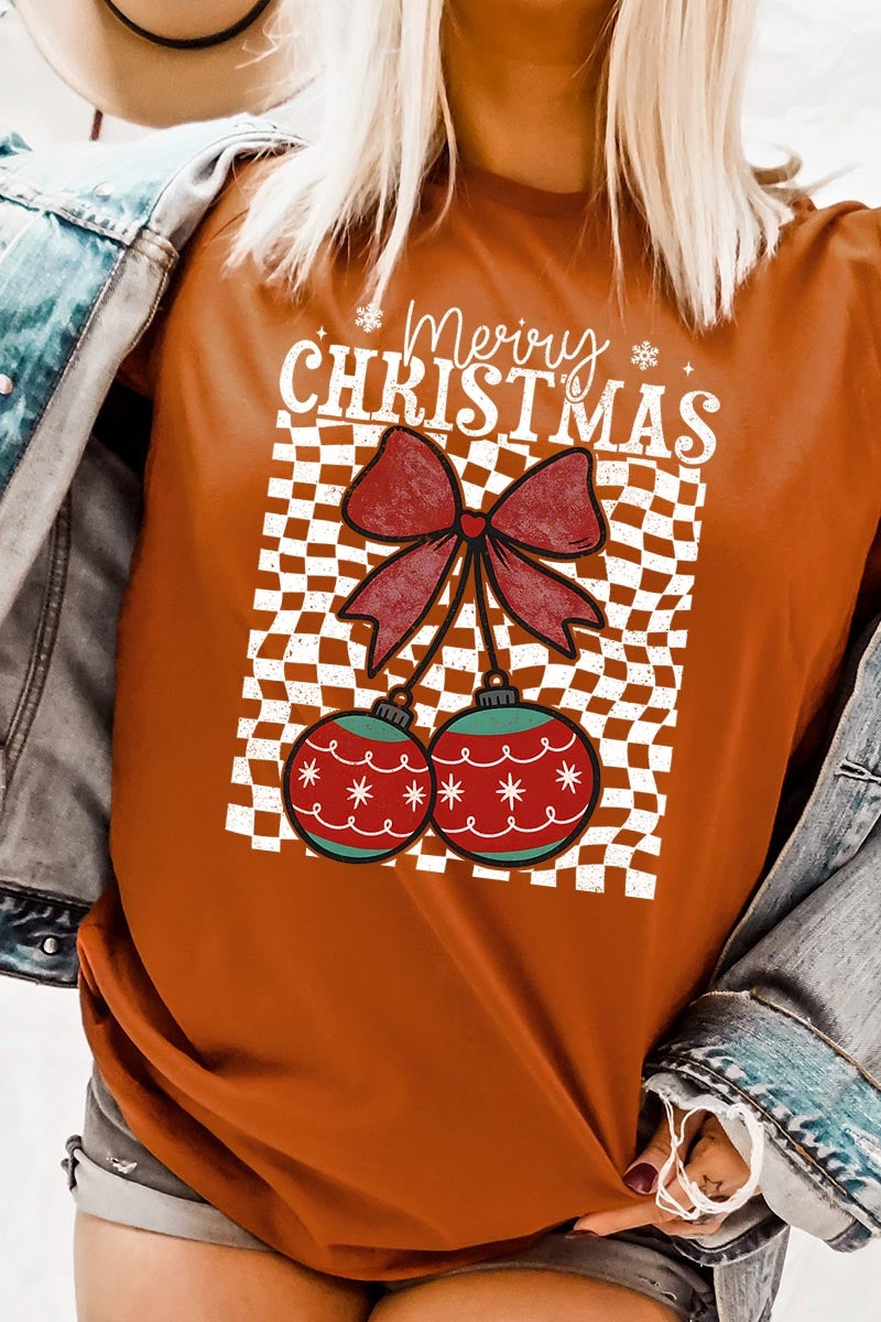US3001-E3196 Cherry Ornament Christmas Graphic Tee $12.5