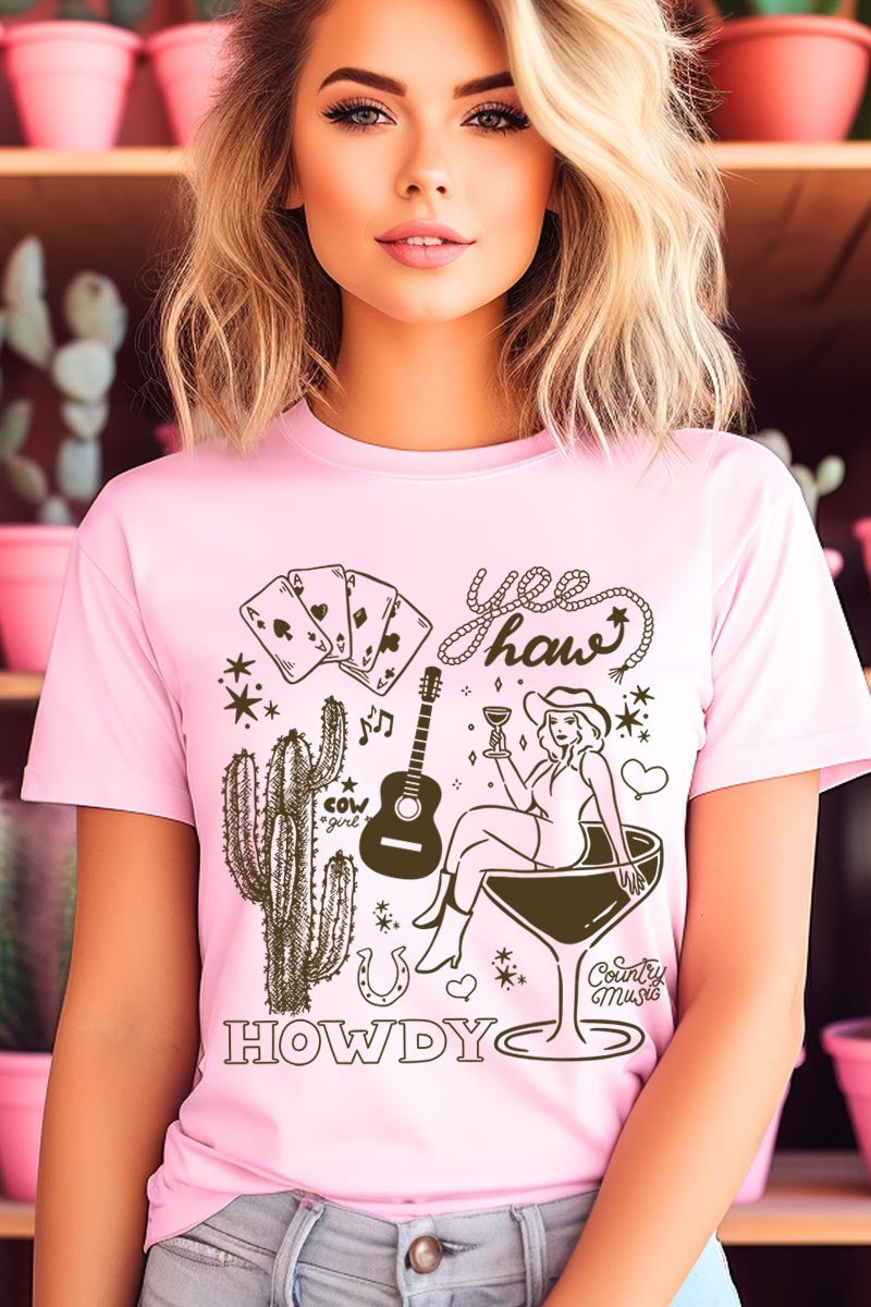 US3001P-E3097 Cowgirl Country Music Graphic Plus Tee $16