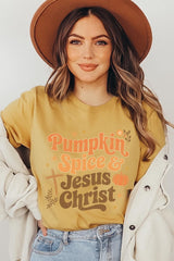 US3001-E3164 Pumpkin Spice & Jesus Graphic Tee $12.5