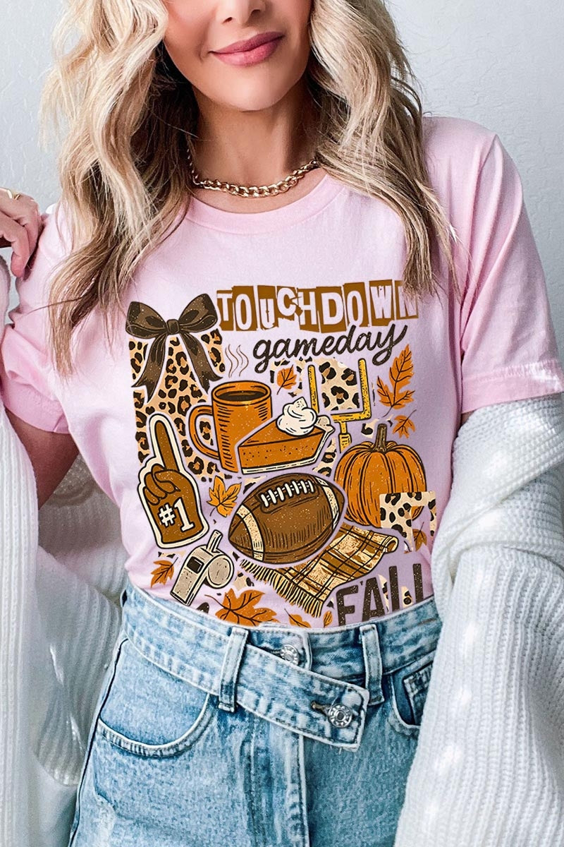 US3001-E3134 Fall Football Collage Graphic Tee $12.5