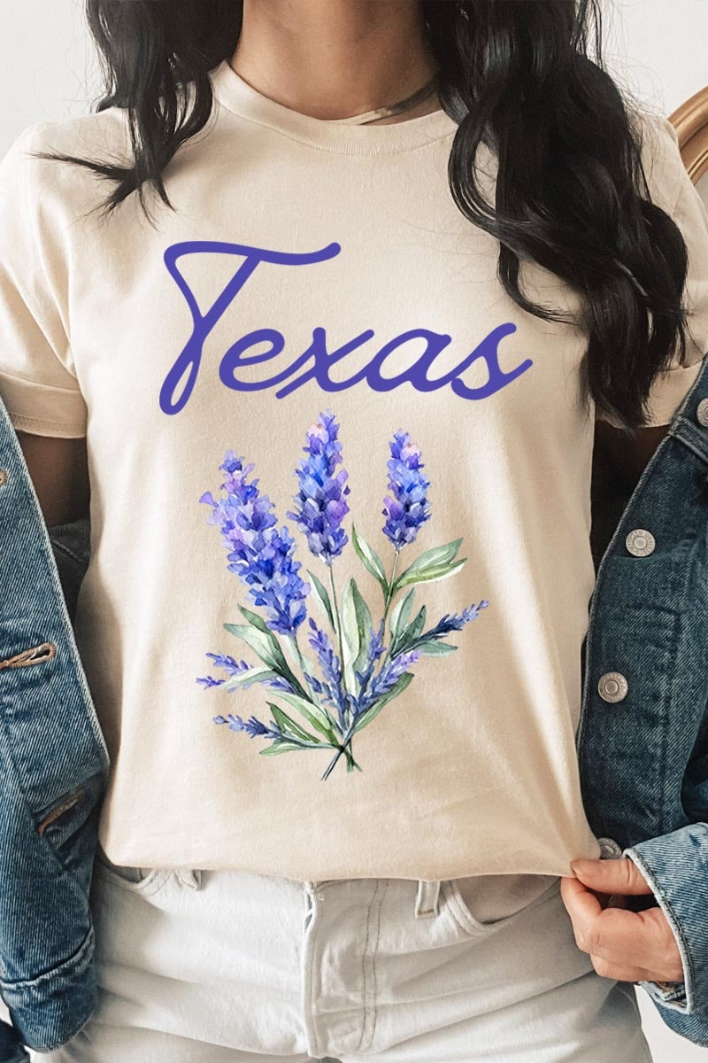 US3001P-E3060 Texas Bluebonnet Graphic Plus Tee $16