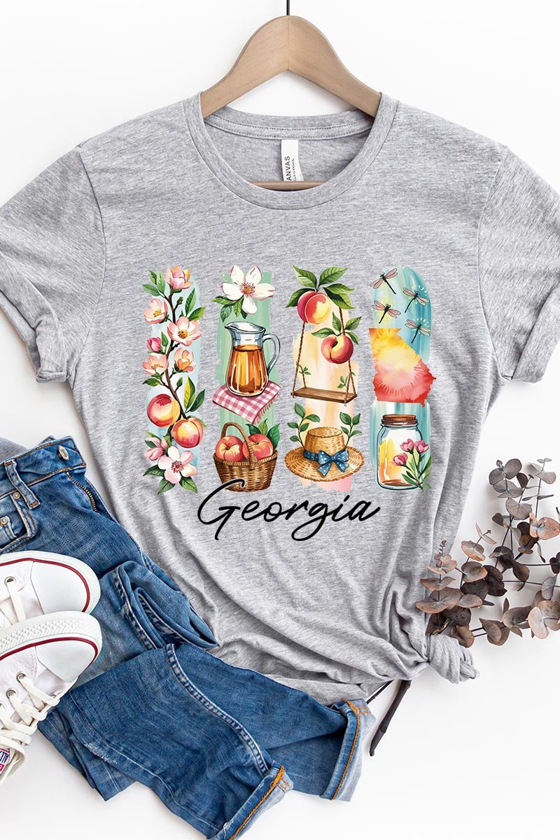 US3001P-E3061GA Georgia State Brushstroke Graphic Plus Tee $16