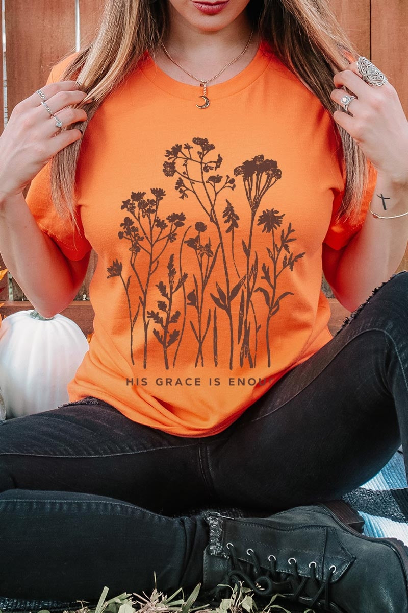 US3001-E3146 Christian Wildflower Graphic Tee $12.5