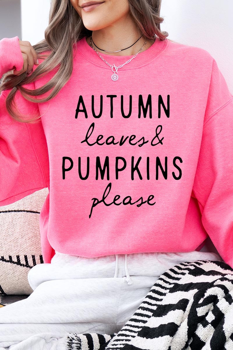 UL180-E3158 Autumn Leaves Pumpkins Graphic Sweatshirt $20