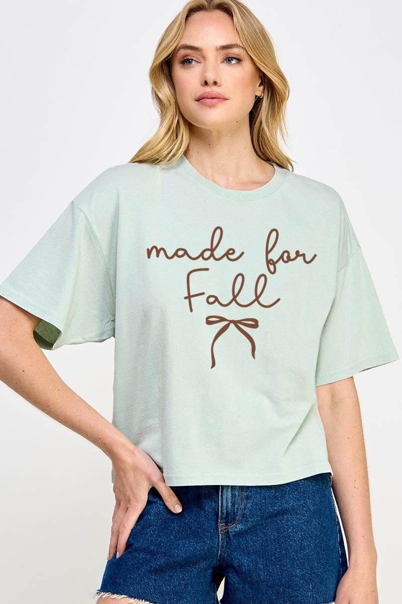 CTS-E3151 Made For Fall Graphic Relaxed Crop Top $11