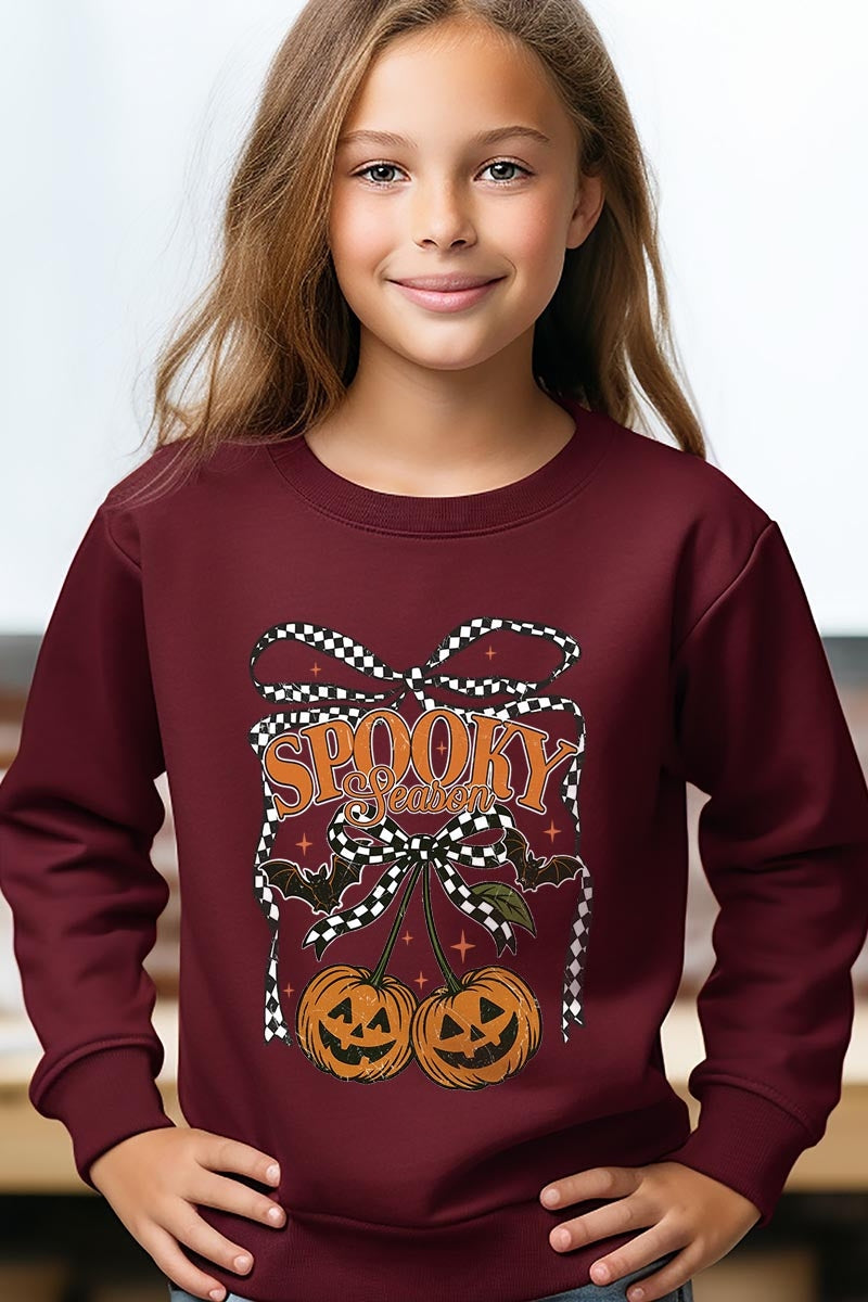 UL180B-E3085Z Pumpkin Cherries Kids Graphic Sweatshirt $20