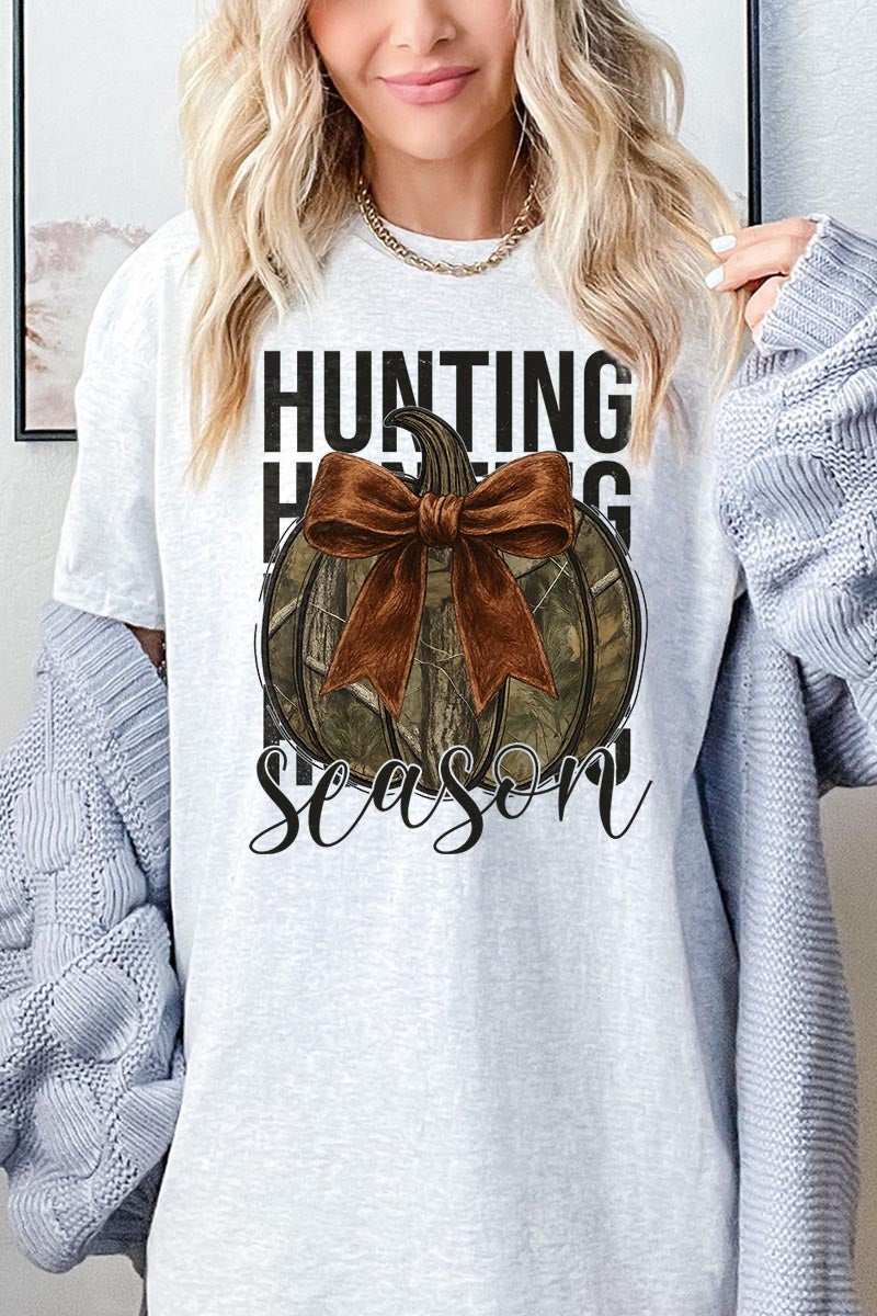 5000-E3190 Hunting Pumpkin Bow Graphic Heavy Cotton Tee $9