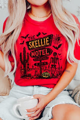 US3001-E3108 Skellie Motel Halloween Graphic Tee $12.5
