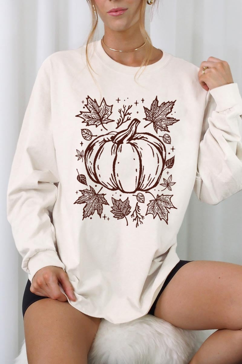 UL240P-E3162 Fall Pumpkin Graphic Plus Long Sleeve Tee $17