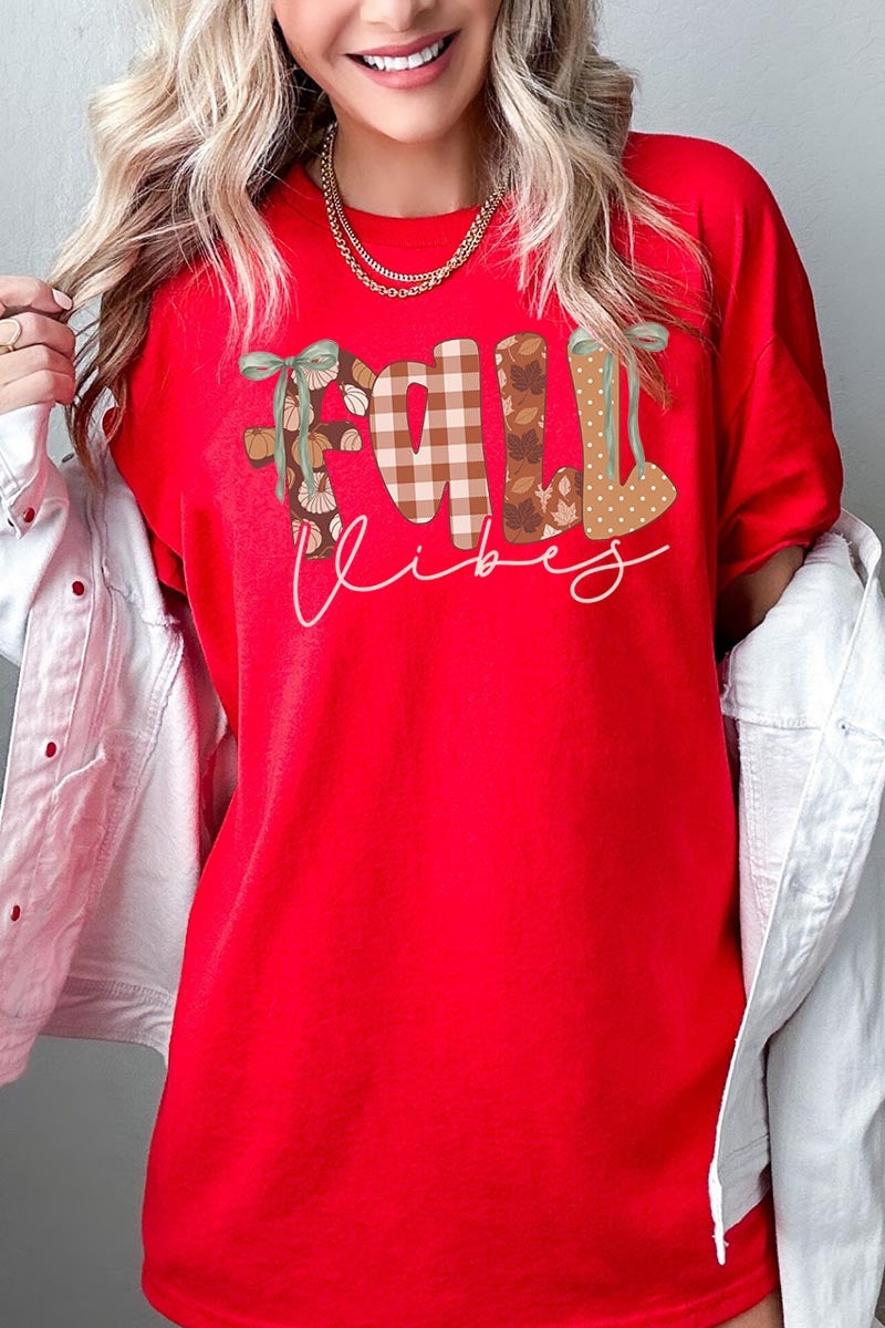 5000-E3071 Fall Vibes Rustic Script Graphic Heavy Cotton Tee $9