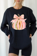 UL240P-E3083 Brushstroke Pumpkin Graphic Plus Long Sleeve Tee $17