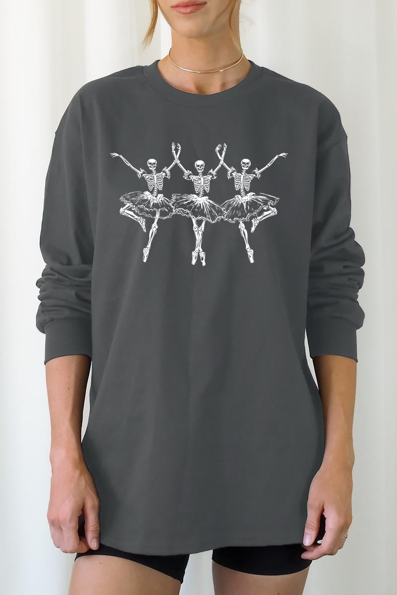 UL240-E3156 Halloween Ballerina Graphic Long Sleeve Tee $13.75