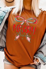 US3001-E3197 Merry Christmas Bow Graphic Tee $12.5