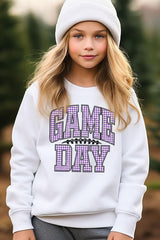 UL180B-E3127Z Purple Gingham Game Day Kids Graphic Sweatshirt $20
