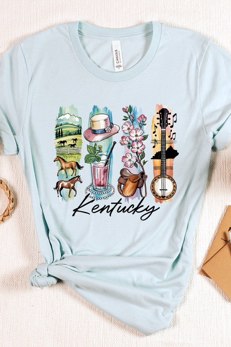 US3001P-E3061KY Kentucky State Brushstroke Graphic Plus Tee $16