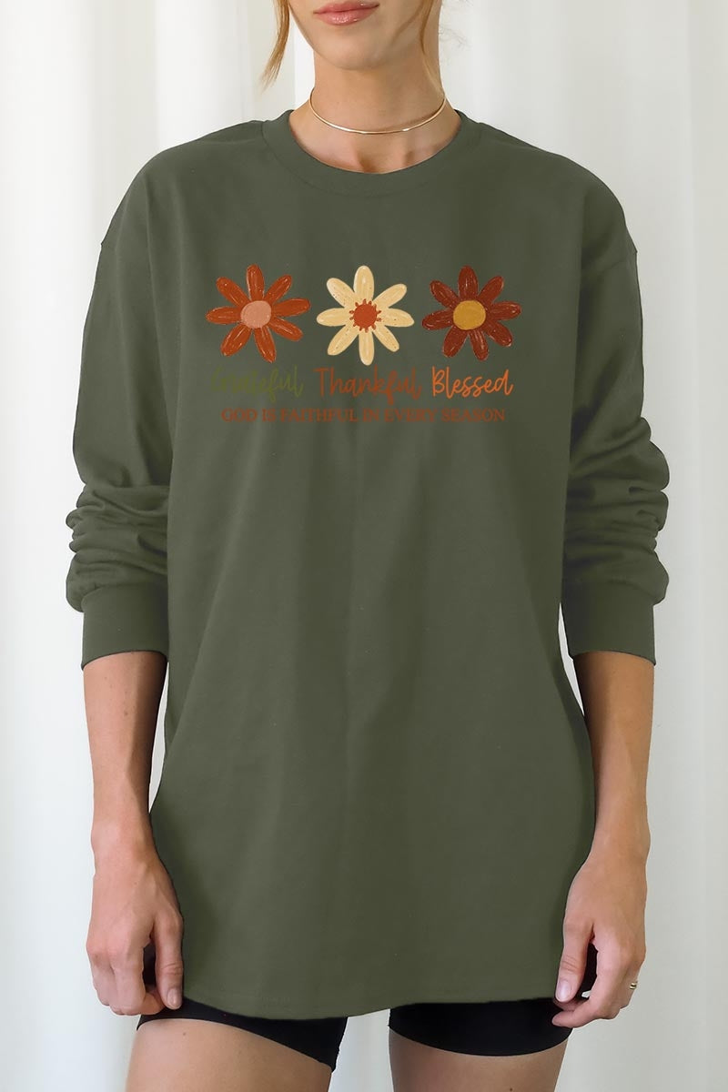 UL240-E3165 Boho Fall Christian Graphic Long Sleeve Tee $13.75