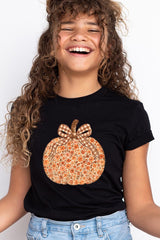 US3001Y-E3135Z Floral Fall Pumpkin Kids Graphic Tee $11