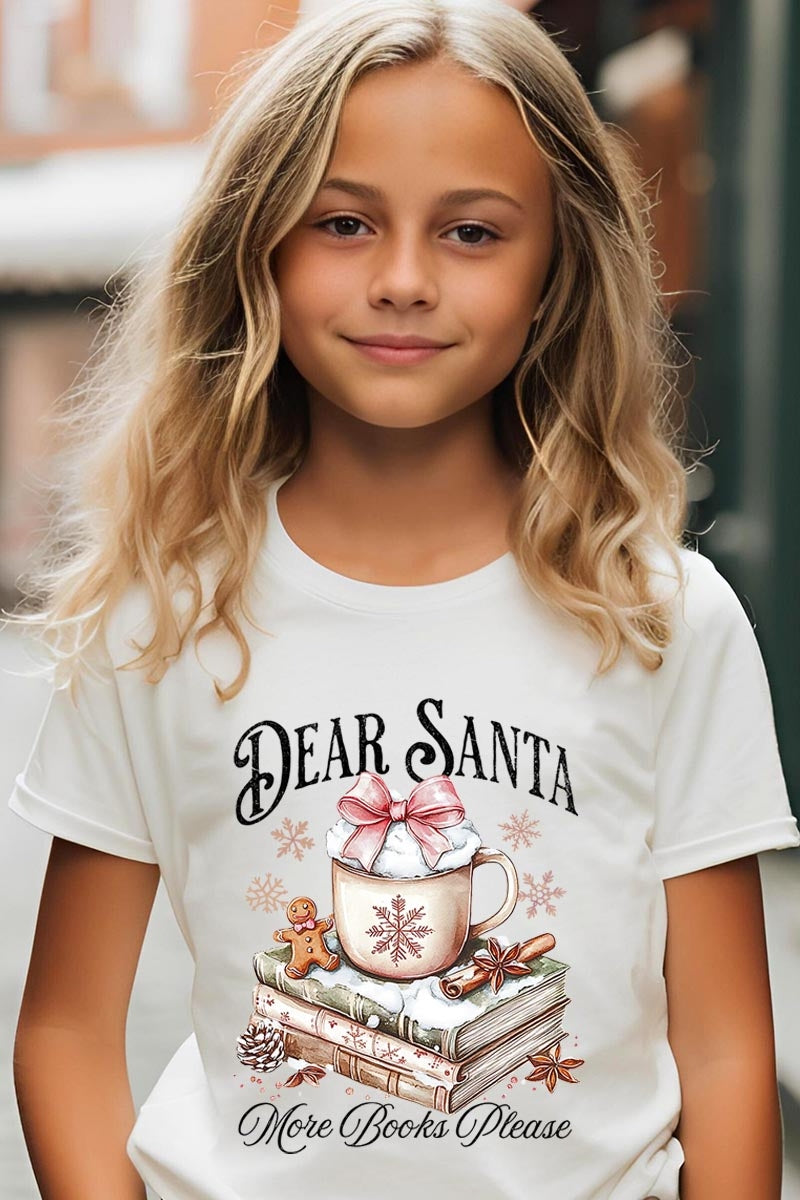 US3001Y-E3205Z Dear Santa Books Kids Graphic Tee $11