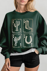 UL180P-E3094 Western Cowgirl Card Graphic Plus Sweatshirt $25