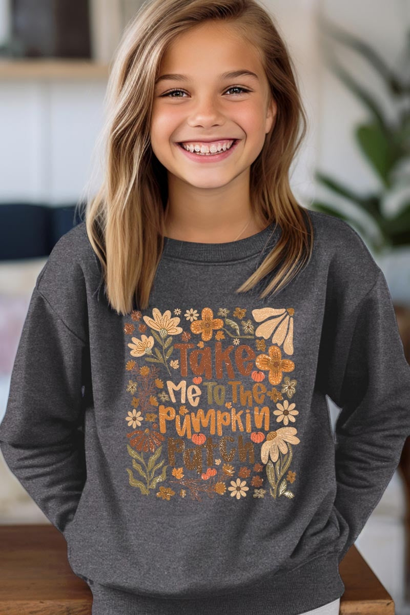 UL180B-E3136Z Take Me To The Pumpkin Patch Kids Graphic Sweatshirt $20
