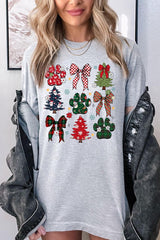 US3001P-E3195 Christmas Bow Paw Graphic Plus Tee $16