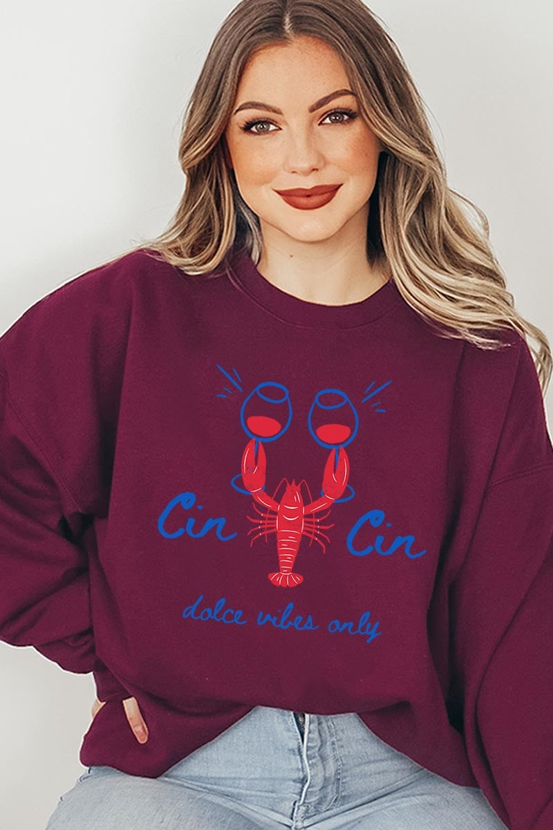 UL180-E3069 Cin Cin Lobster Celebration Graphic Sweatshirt $20