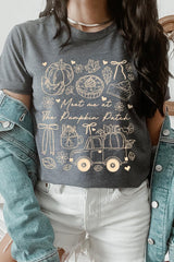 US3001-E3163 Pumpkin Patch Doodle Graphic Tee $12.5