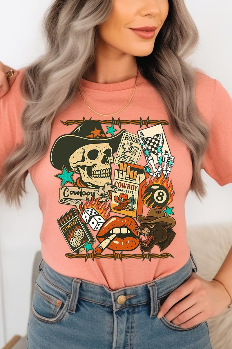 US3001P-E3096 Vintage Western Collage Graphic Plus Tee $16