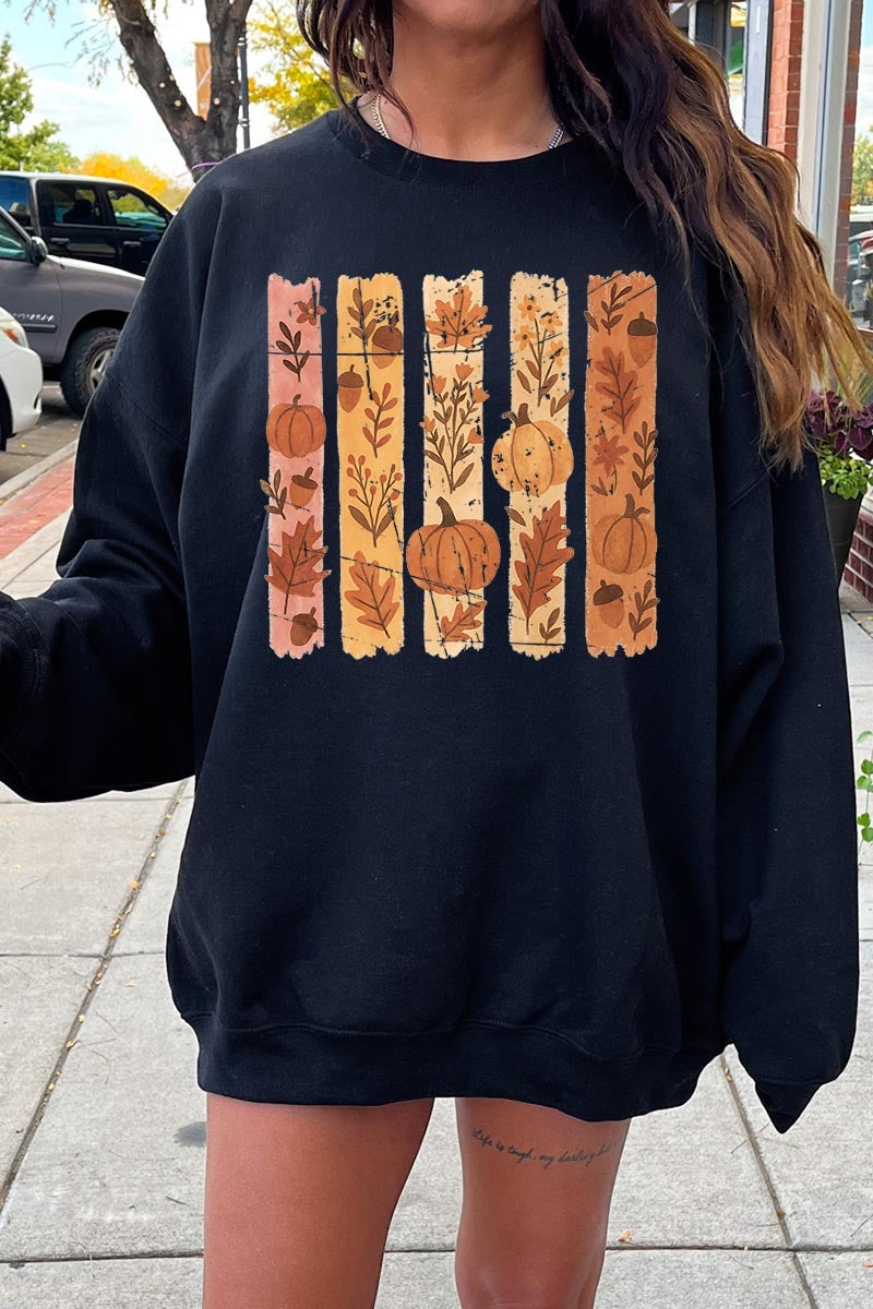 UL180P-E3110 Brushstroke Boho Fall Graphic Plus Sweatshirt $25