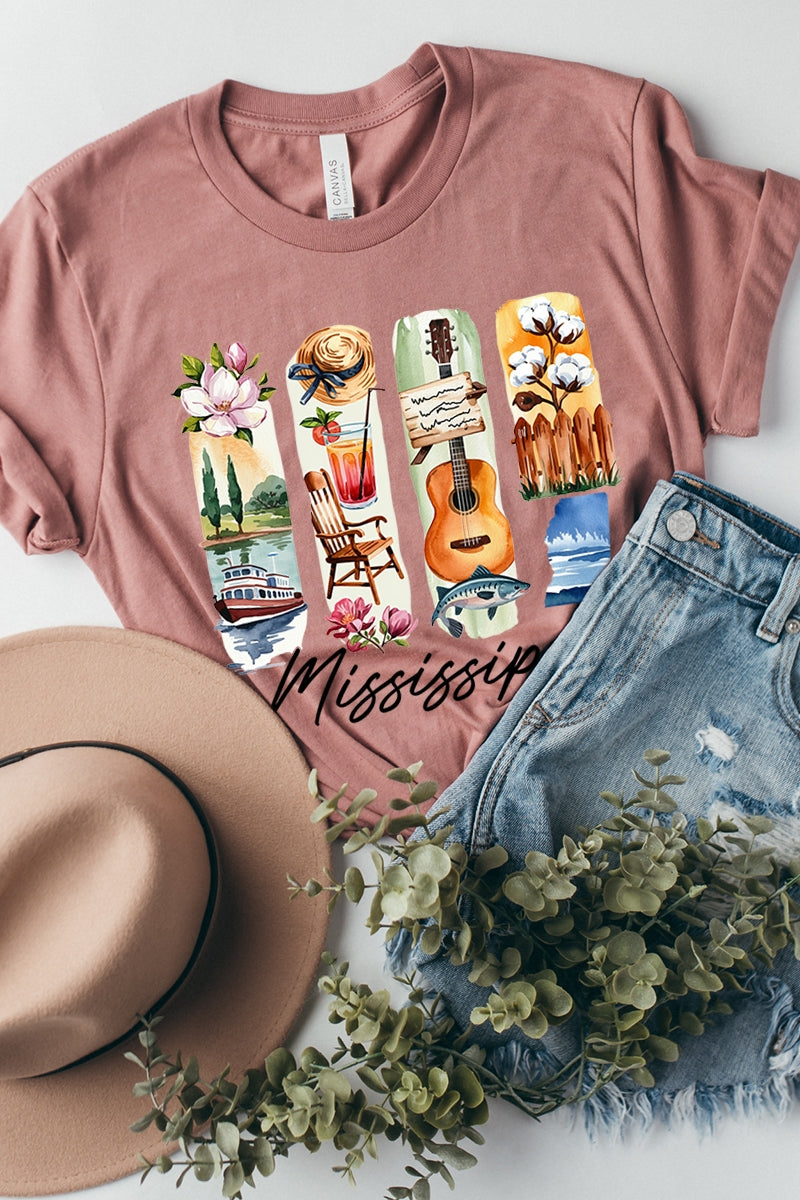 US3001P-E3061MS Mississippi State Brushstroke Graphic Plus Tee $16