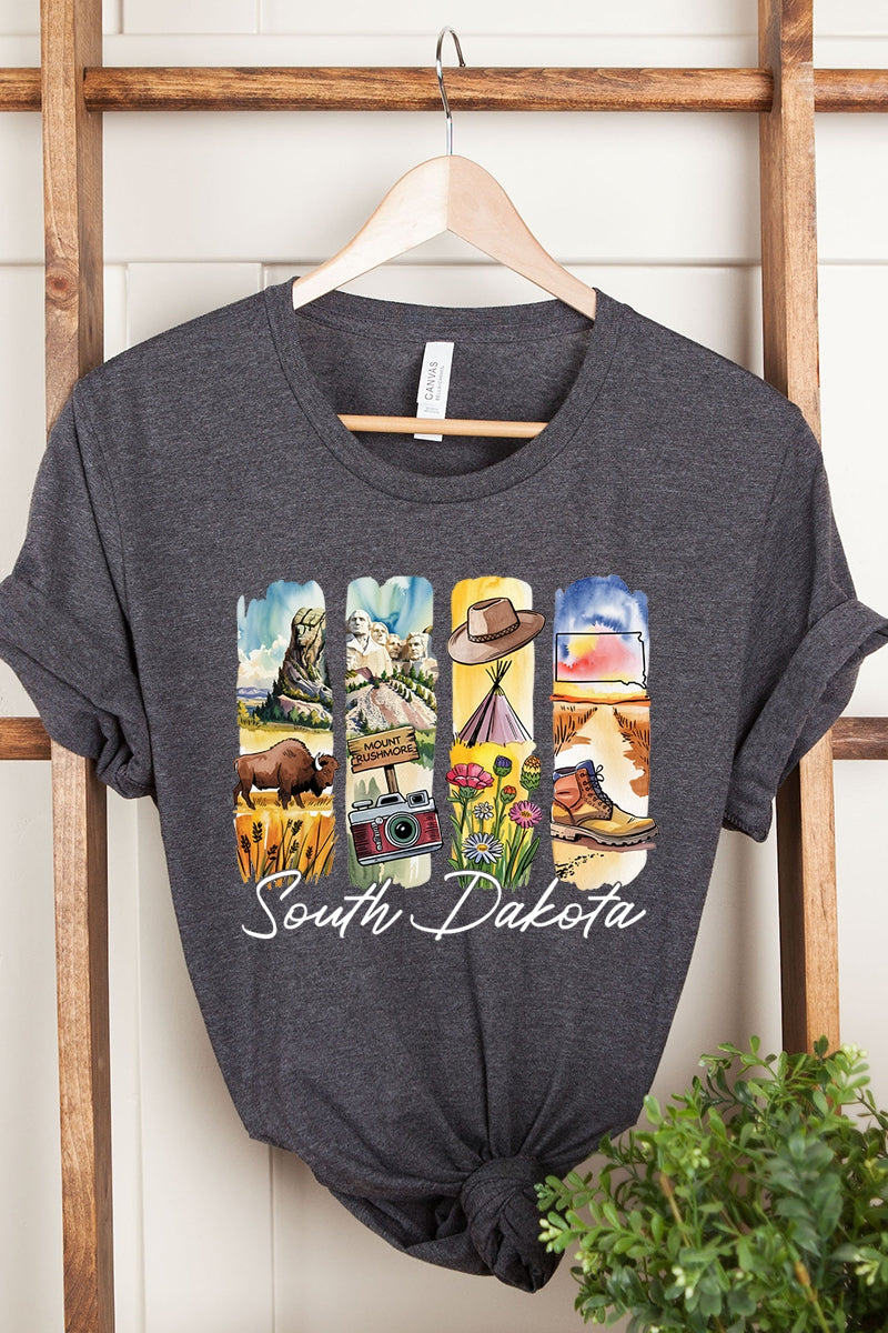 US3001-E3061SD South Dakota State Brushstroke Graphic Tee $12.5