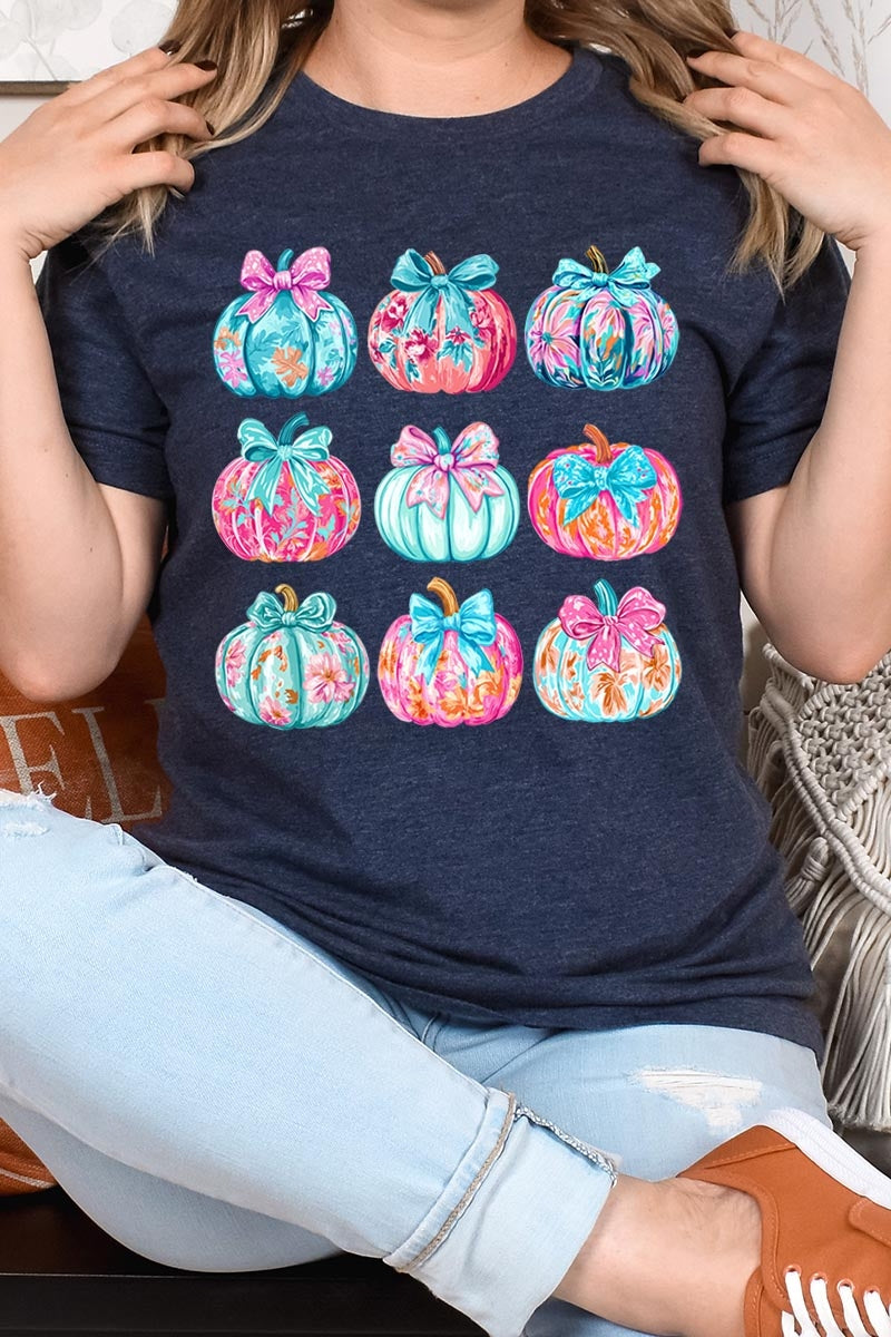 US3001P-E3137 Coquette Pumpkin Graphic Plus Tee $16
