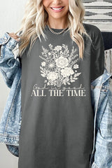5000-E3116 God Is Good Floral Graphic Heavy Cotton Tee $9