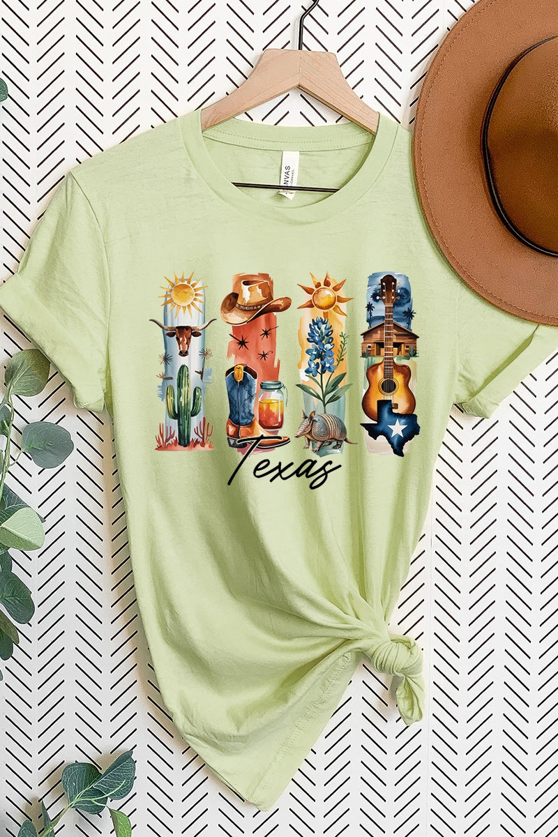 US3001-E3061TX Texas State Brushstroke Graphic Tee $12.5
