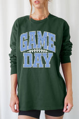 UL240P-E3130 Blue Gingham Game Day Graphic Plus Long Sleeve Tee $17