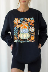 UL240P-E3153 Floral Pumpkin Stack Graphic Plus Long Sleeve Tee $17