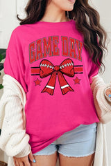 5000P-E3062 Red Football Bow Graphic Plus Heavy Cotton Tee $12.75