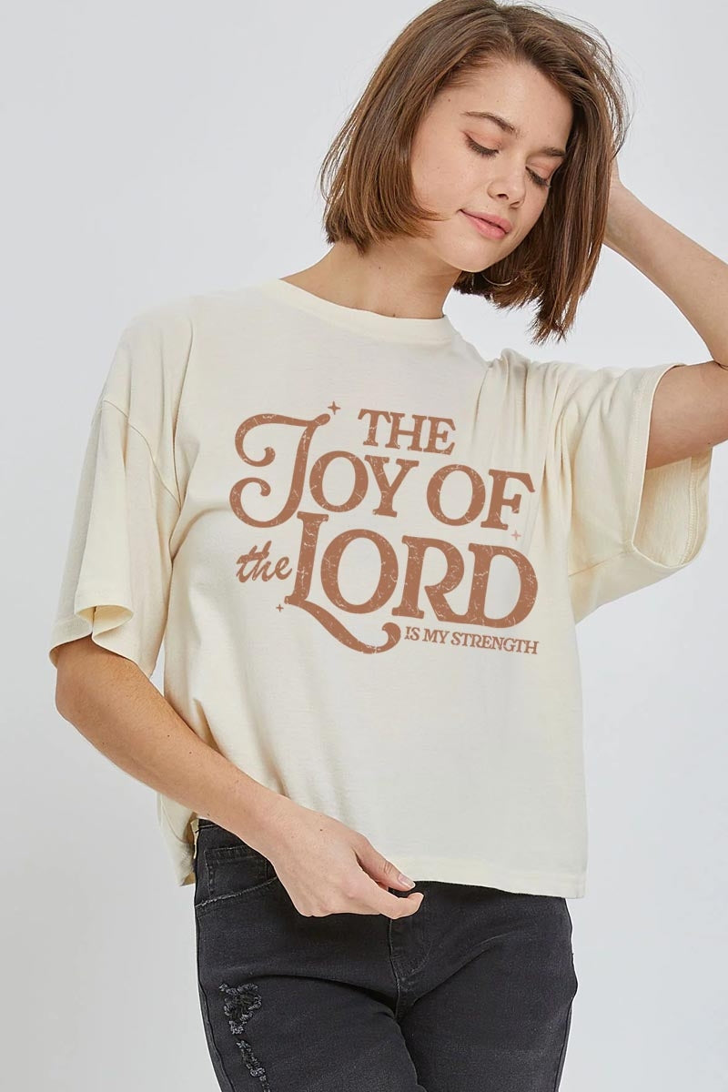 CTS-E3179 Joy of the Lord Graphic Relaxed Crop Top $11