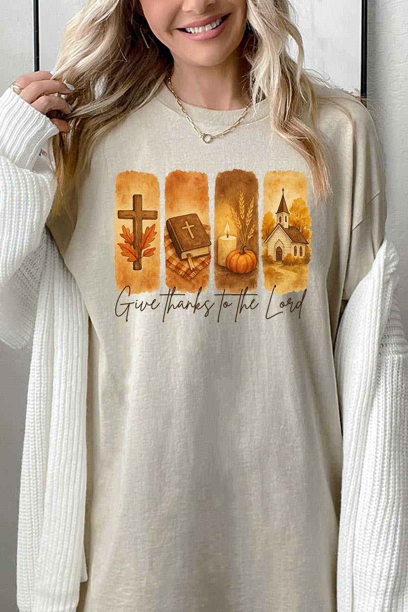 5000P-E3169 Give Thanks To The Lord Graphic Plus Heavy Cotton Tee $12.75