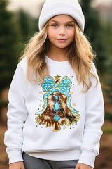 UL180B-E3184Z Turquoise Christmas Tree Kids Graphic Sweatshirt $20