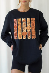 UL240-E3110 Brushstroke Boho Fall Graphic Long Sleeve Tee $13.75