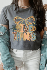 US3001P-E3154 Give Thanks Bow Graphic Plus Tee $16