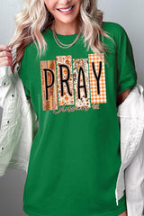 5000P-E3166 Pray Fall Christian Graphic Plus Heavy Cotton Tee $12.75